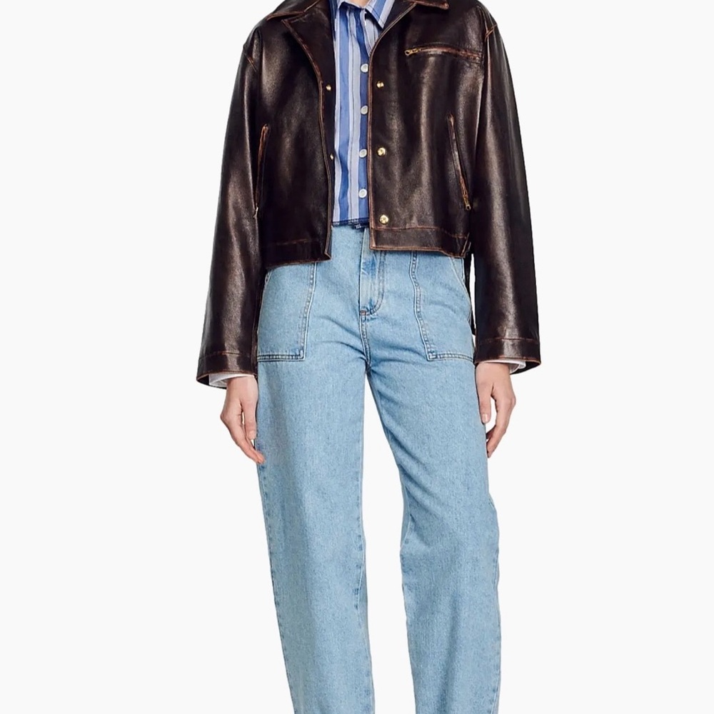 Sandro Lambskin Leather Jacket. Worn once